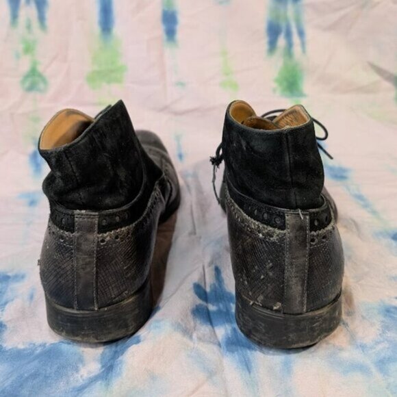 Magnanni Black Leather and Suede Oxford Derby Dress Boots Men Size 42.5 - Picture 5 of 14